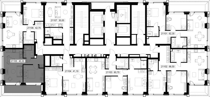 1-комнатная квартира, 40,3 м² — фото 2