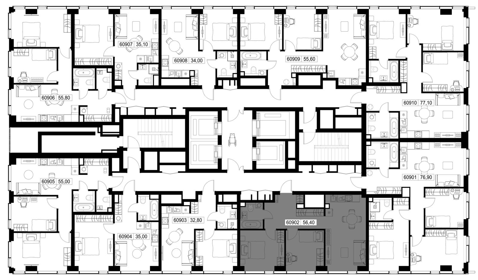 2-комнатная квартира, 56,4 м² — фото 2