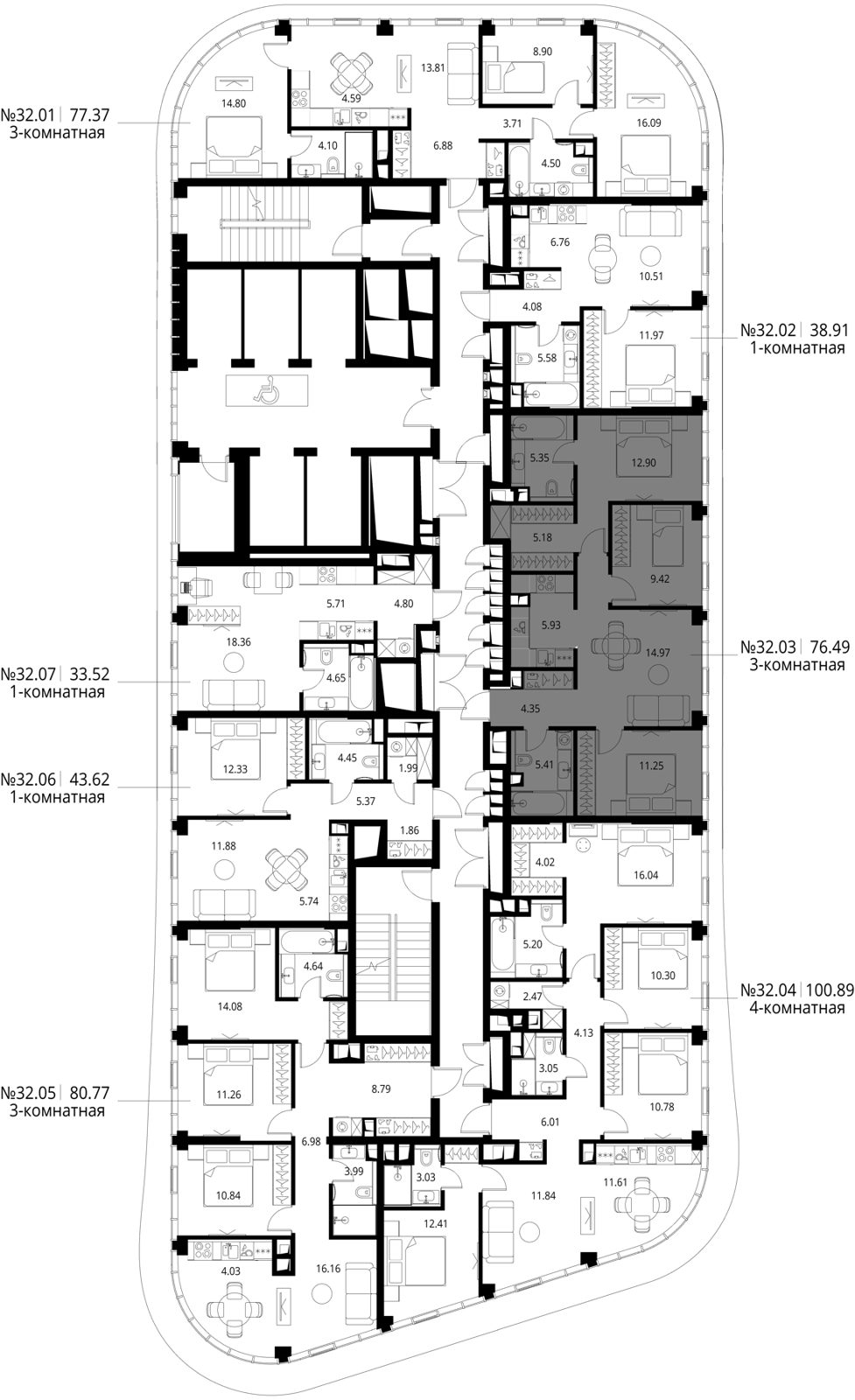 3-комнатная квартира, 76,5 м² — фото 2