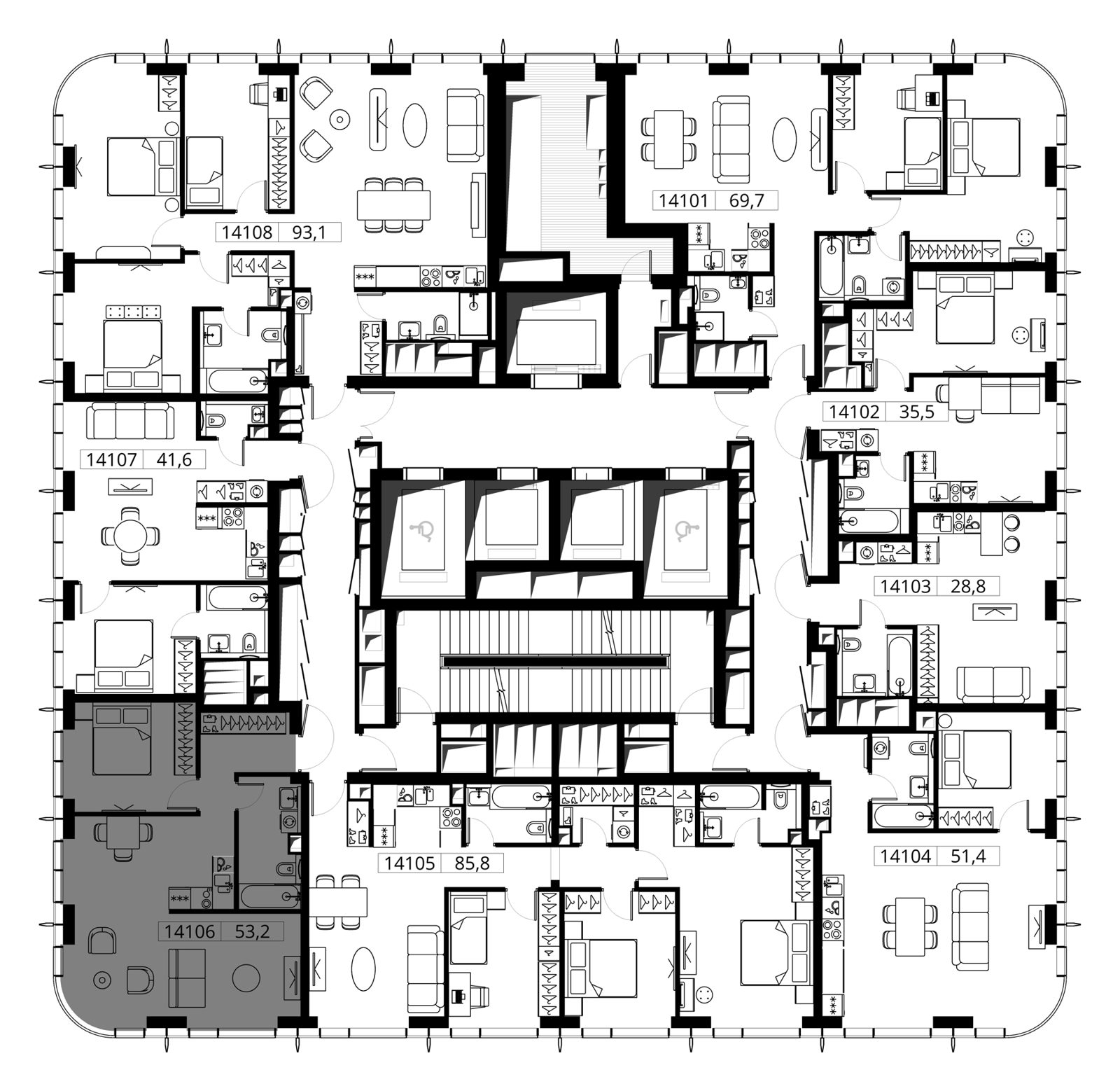 1-комнатная квартира, 53,2 м² — фото 2