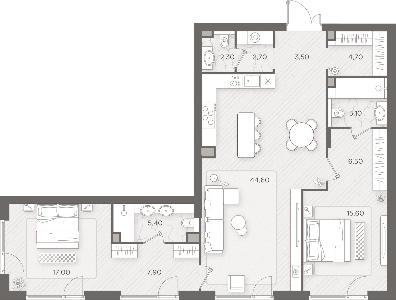 2-комнатная квартира, 115,3 м²