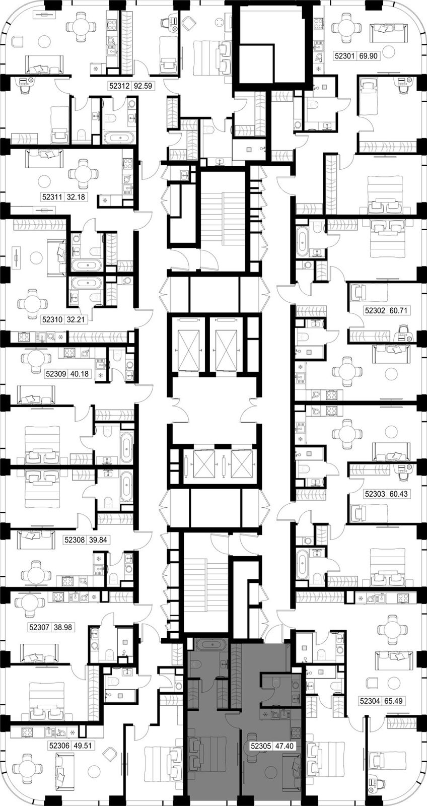 1-комнатная квартира, 47,4 м² — фото 2