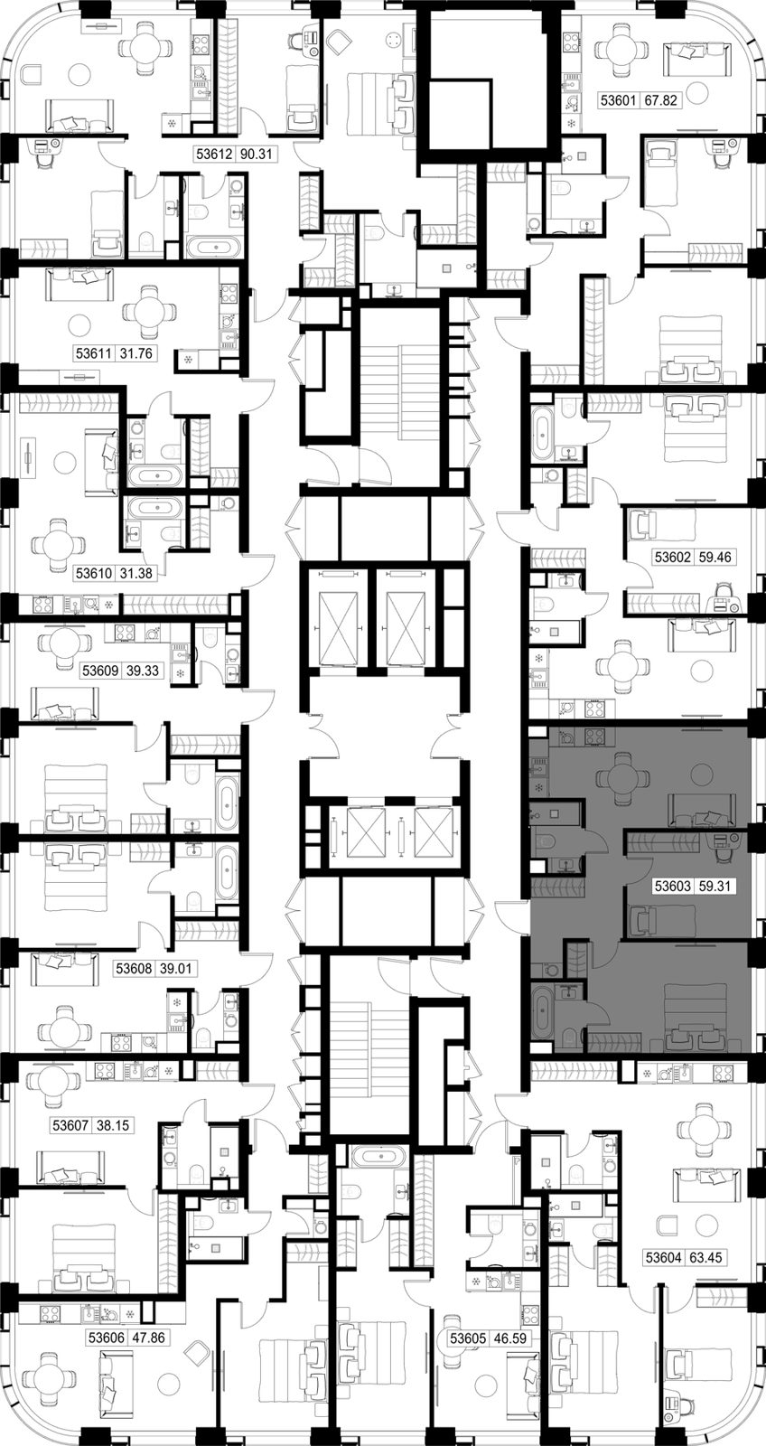 2-комнатная квартира, 59,3 м² — фото 2