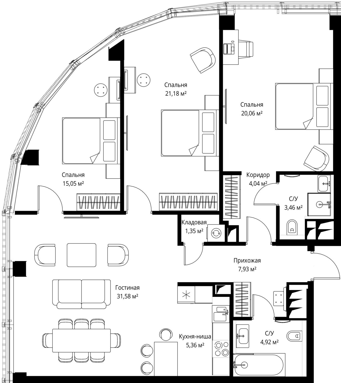 3-комнатная квартира, 114,4 м²
