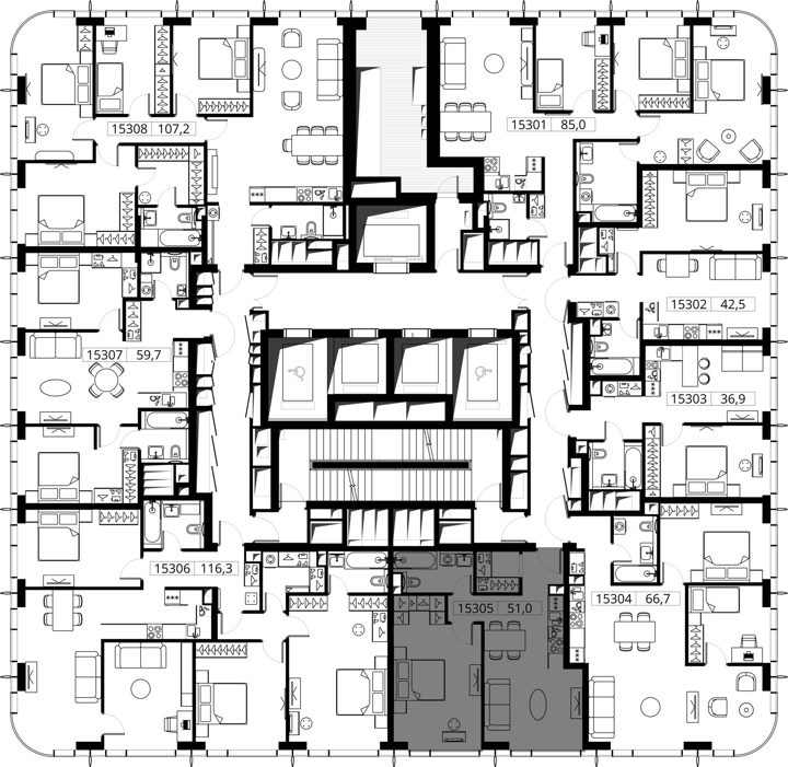 1-комнатная квартира, 51 м² — фото 2