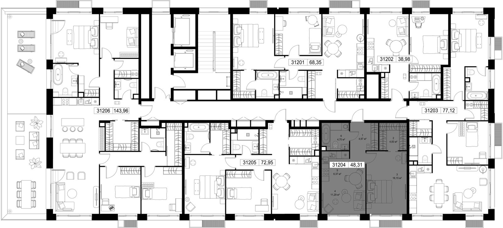 1-комнатная квартира, 48,3 м² — фото 3