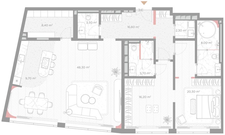 3-комнатная квартира, 139 м²