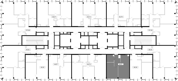 1-комнатная квартира, 44,1 м² — фото 2