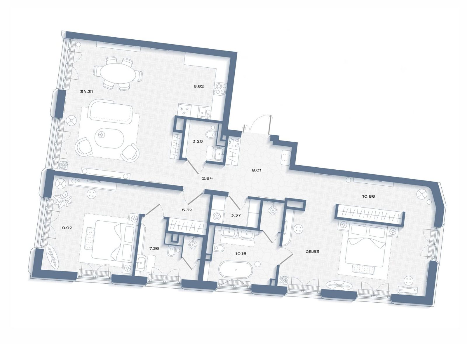 2-комнатная квартира, 136,6 м²