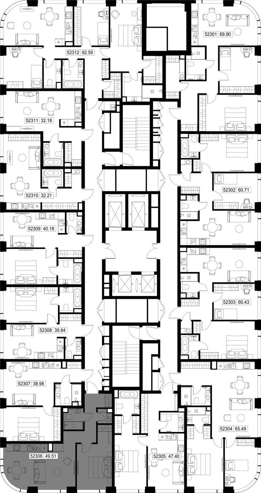 1-комнатная квартира, 49,5 м² — фото 2