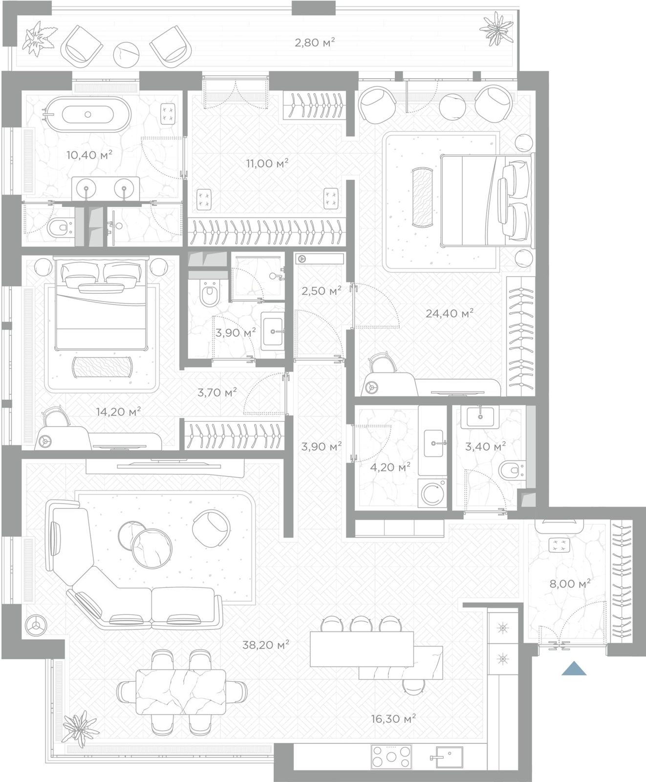 2-комнатная квартира, 146,9 м²