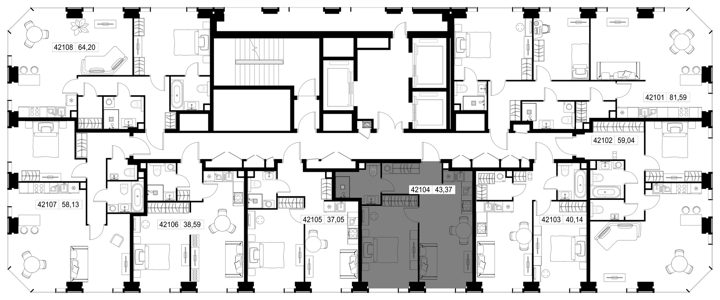 1-комнатная квартира, 43,4 м² — фото 2