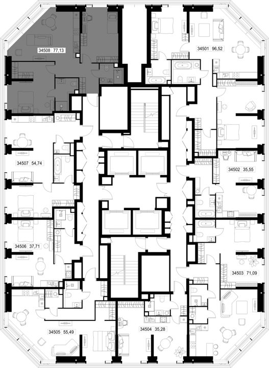 2-комнатная квартира, 77,1 м² — фото 2