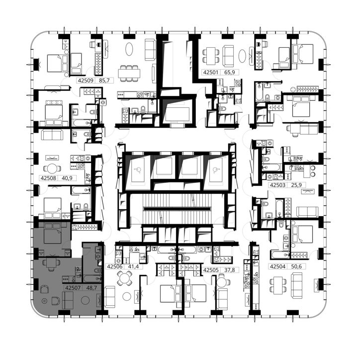 1-комнатная квартира, 48,7 м² — фото 2