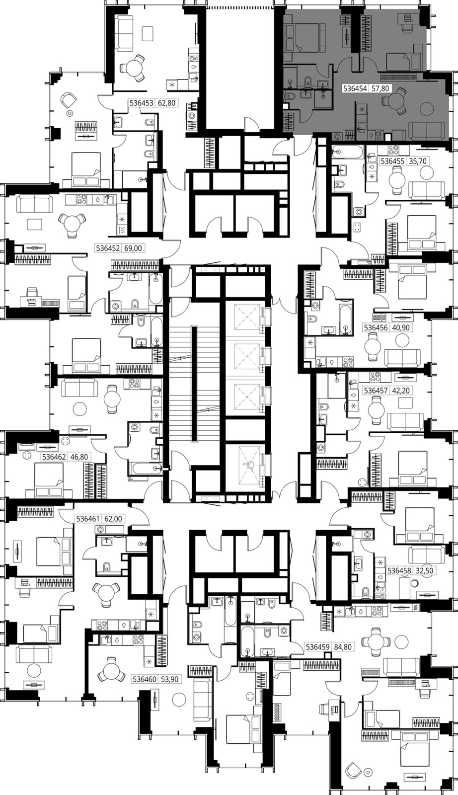3-комнатная квартира, 57,8 м² — фото 2