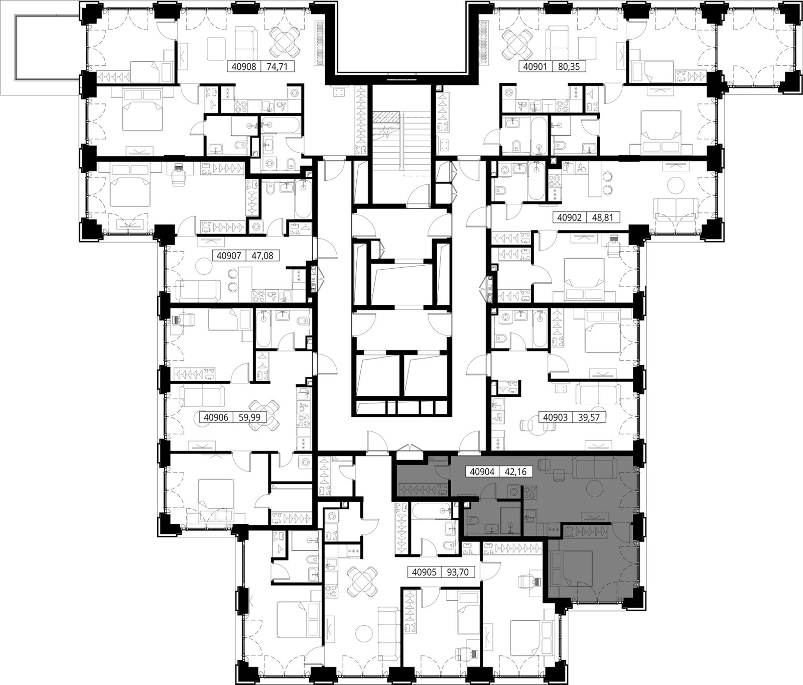 1-комнатная квартира, 42,2 м² — фото 2