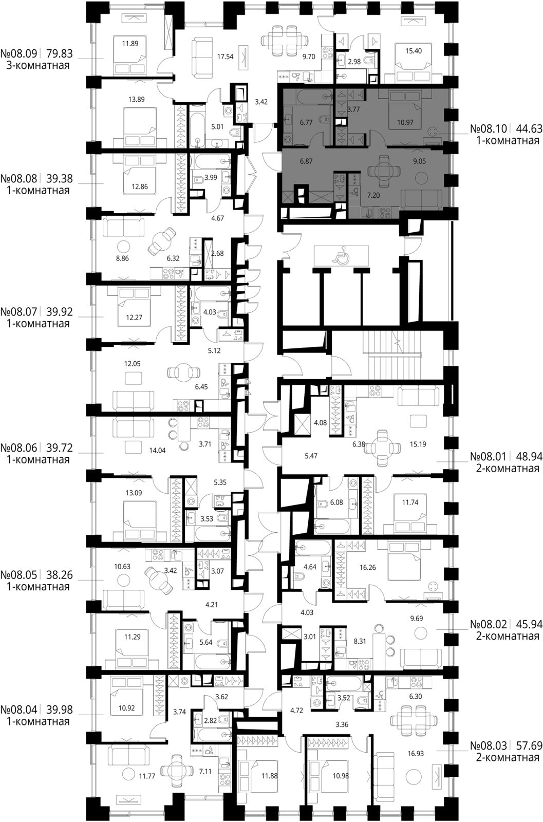 1-комнатная квартира, 44,6 м² — фото 2