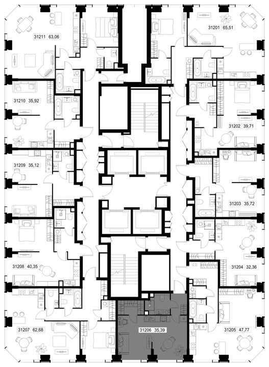 1-комнатная квартира, 35,4 м² — фото 2