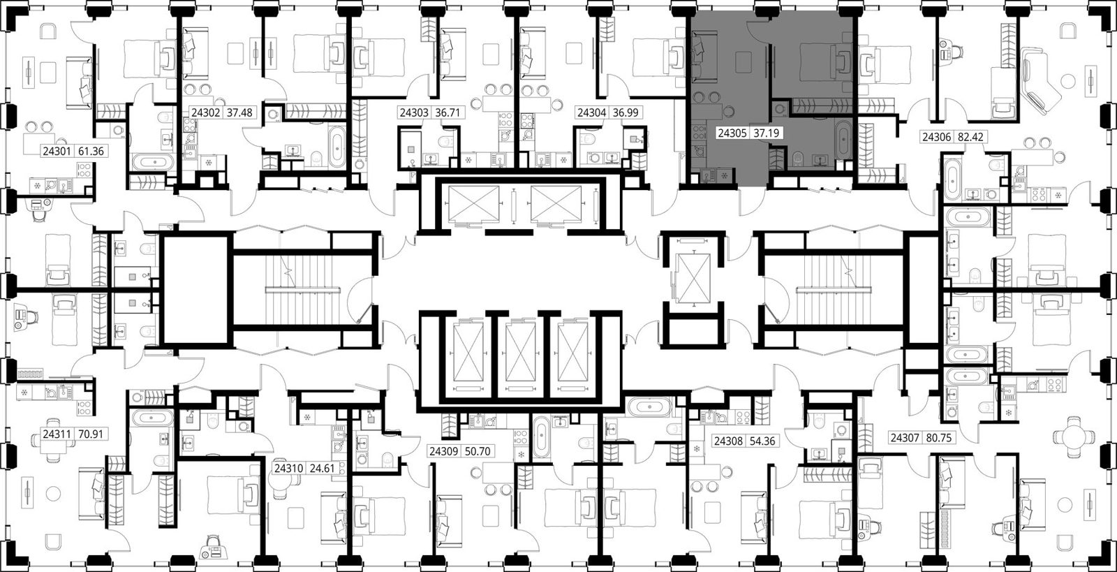 1-комнатная квартира, 37,2 м² — фото 2