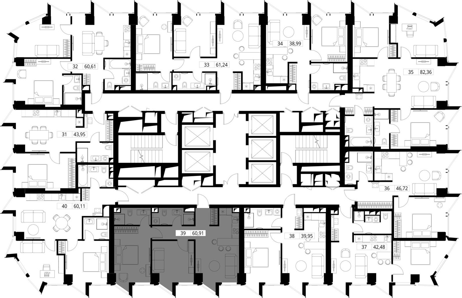 2-комнатная квартира, 60,9 м² — фото 2