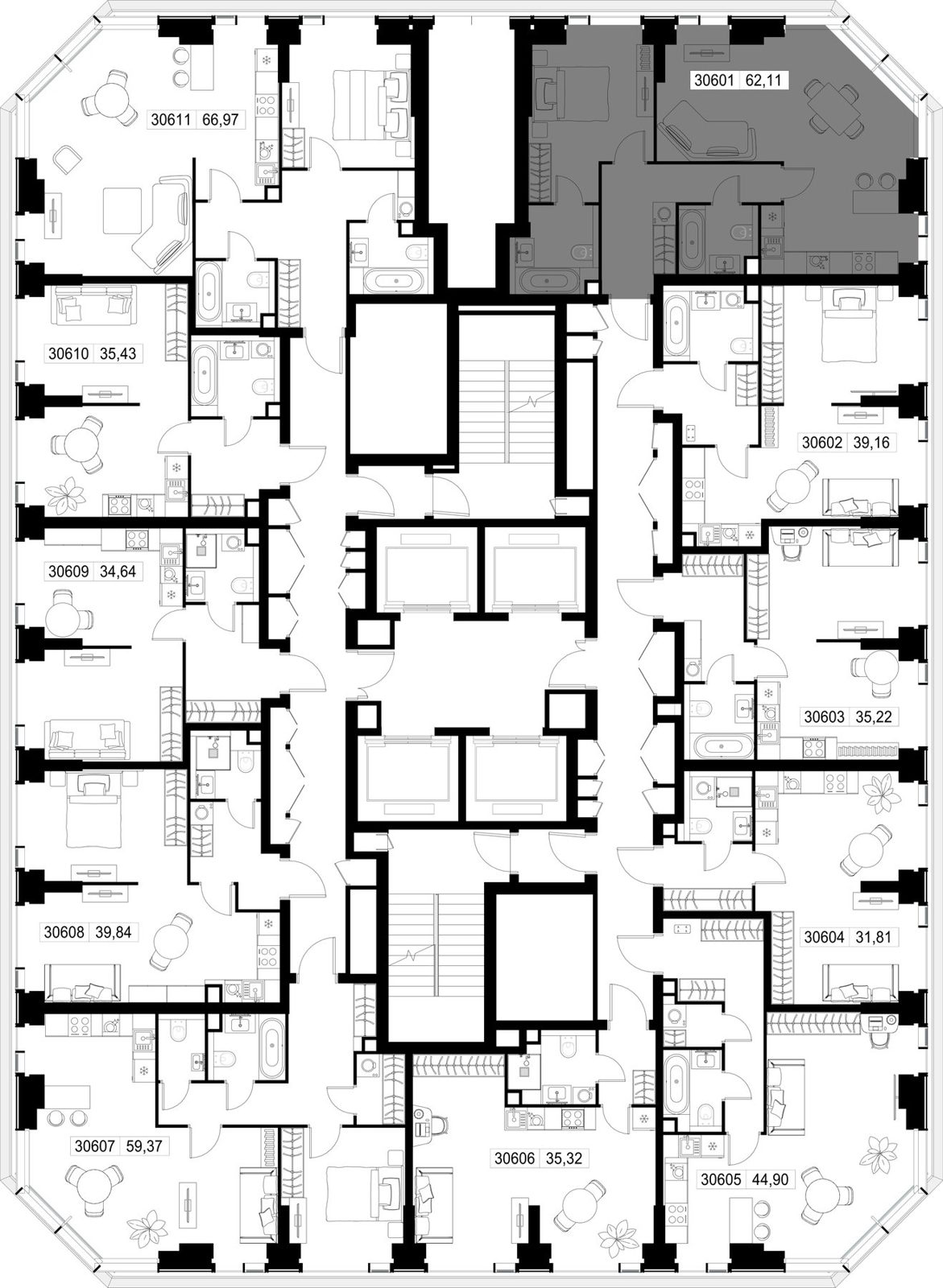 2-комнатная квартира, 62,1 м² — фото 3