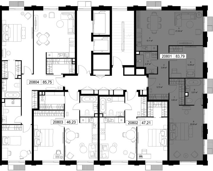 2-комнатная квартира, 83,8 м² — фото 3