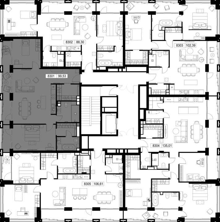 2-комнатная квартира, 99,5 м² — фото 2