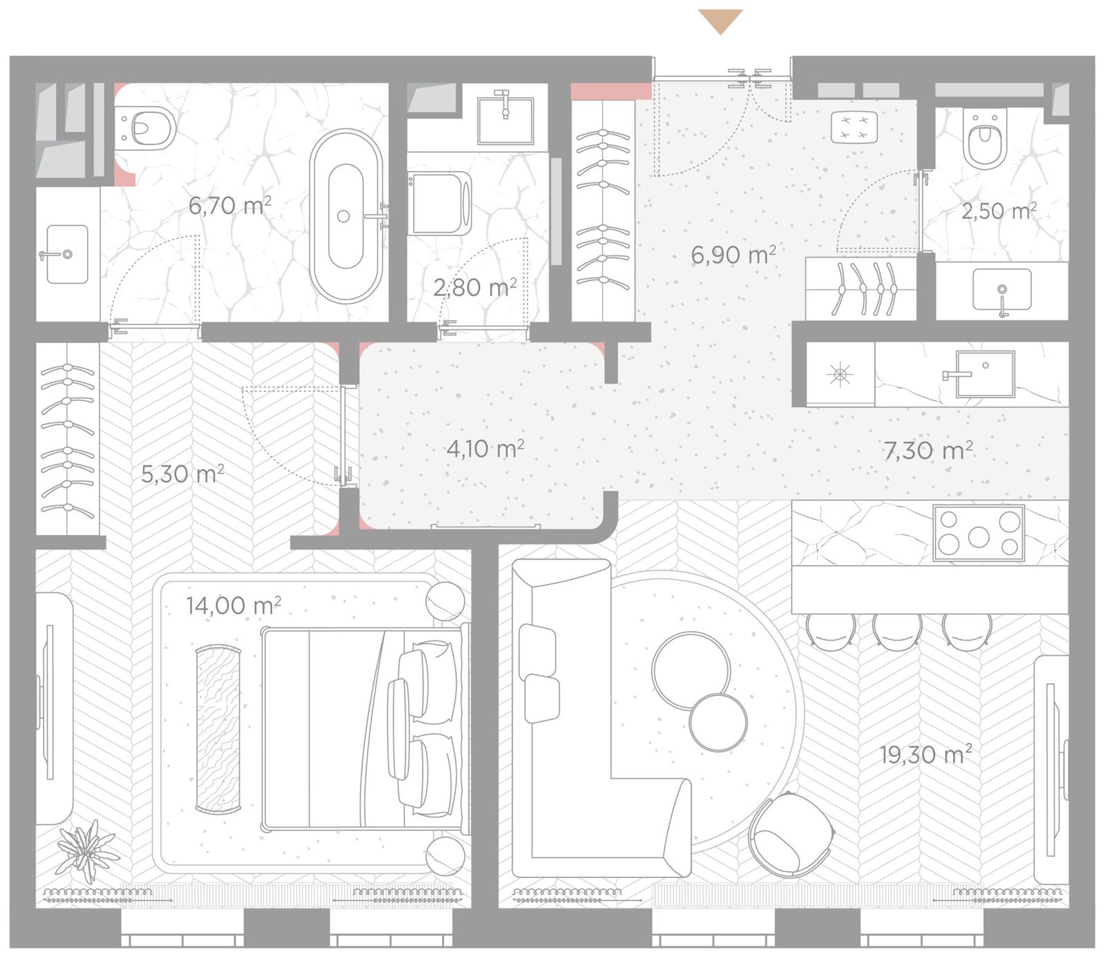 1-комнатная квартира, 68,9 м²