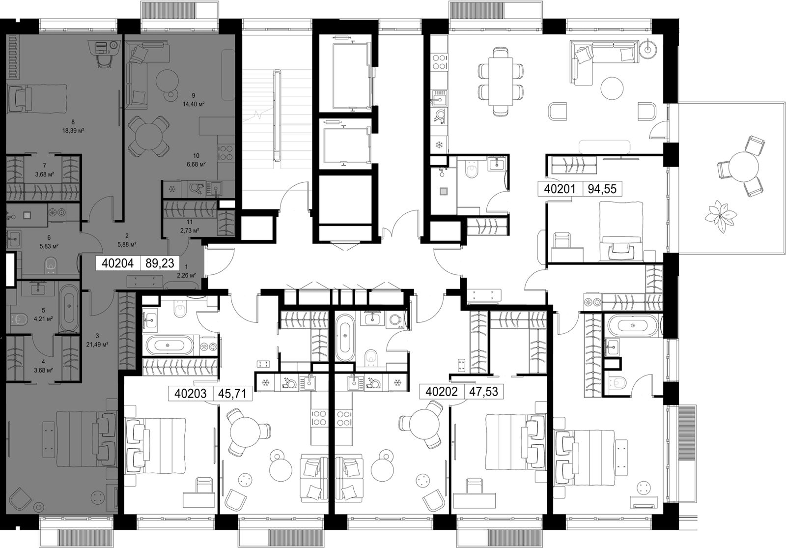 2-комнатная квартира, 89,2 м² — фото 3