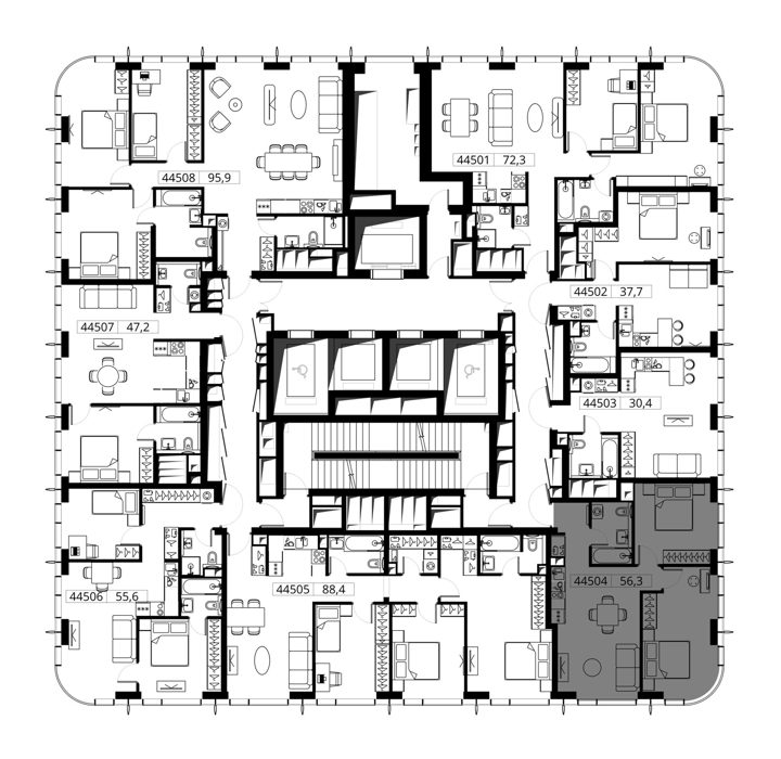 2-комнатная квартира, 56,3 м² — фото 2