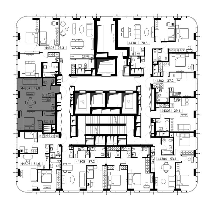 1-комнатная квартира, 42,8 м² — фото 2