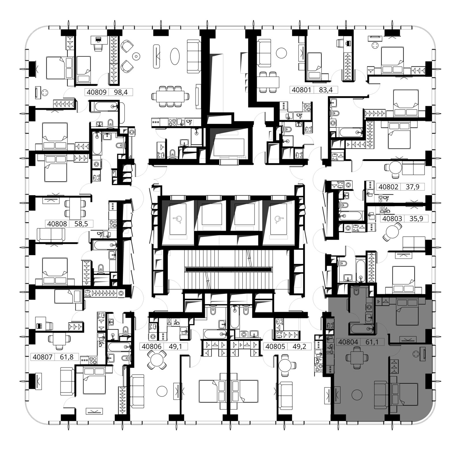 2-комнатная квартира, 61,1 м² — фото 2