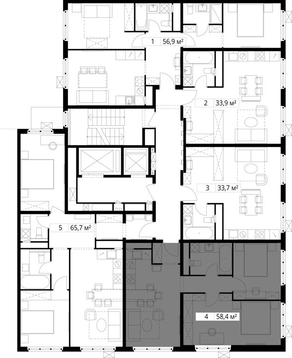 2-комнатная квартира, 58,4 м² — фото 2