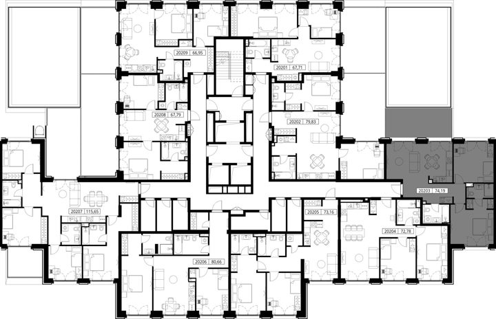 2-комнатная квартира, 74,2 м² — фото 2