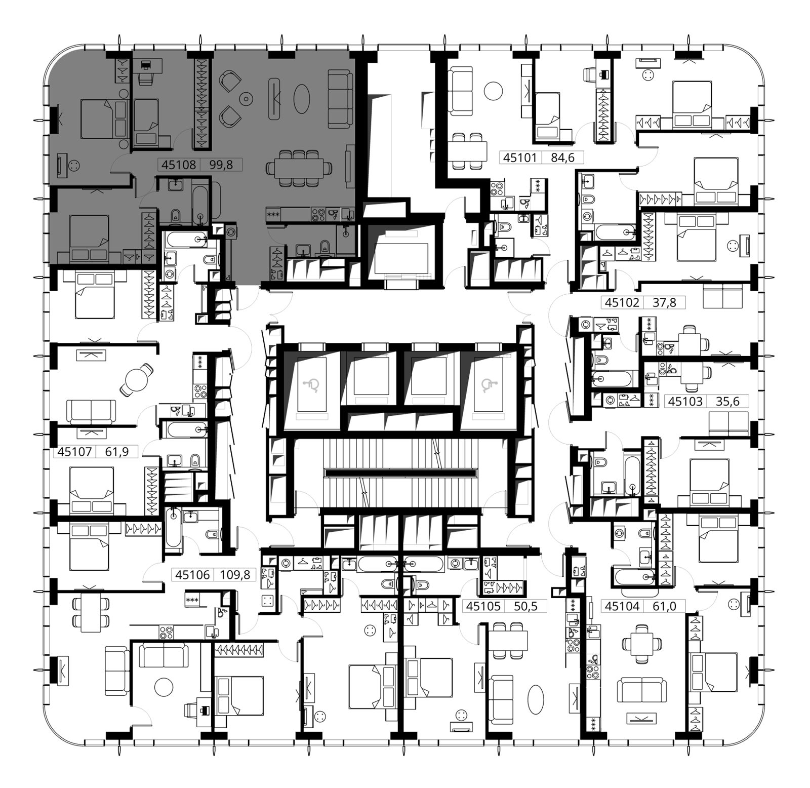 3-комнатная квартира, 99,8 м² — фото 2