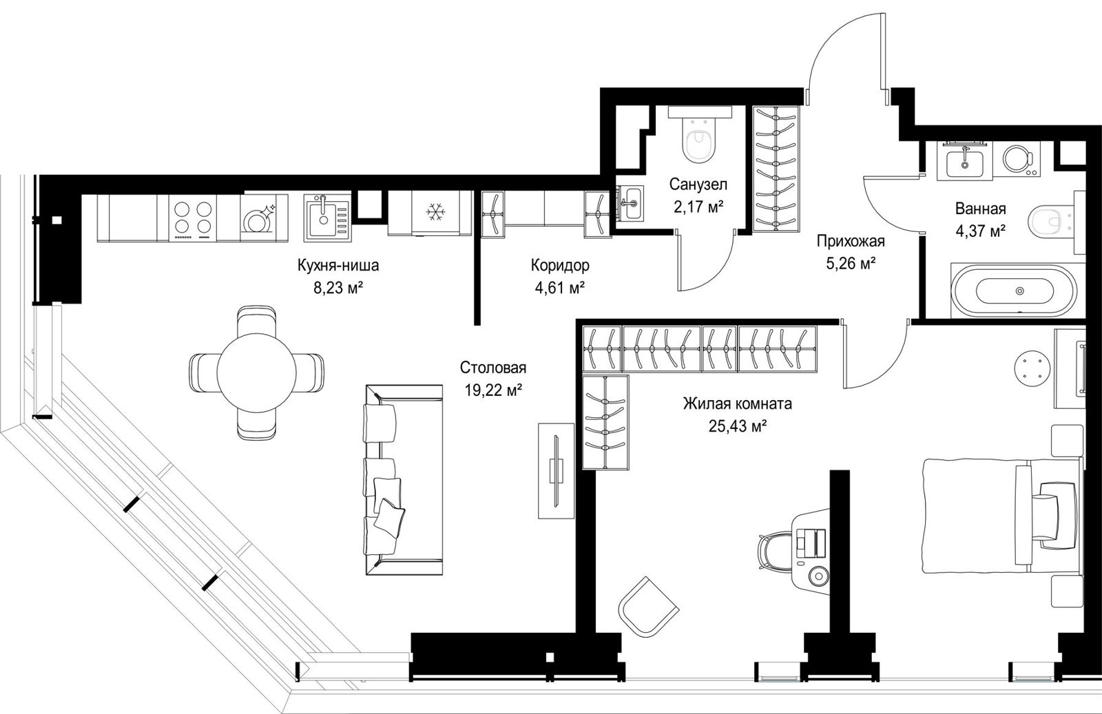 2-комнатная квартира, 69,3 м²