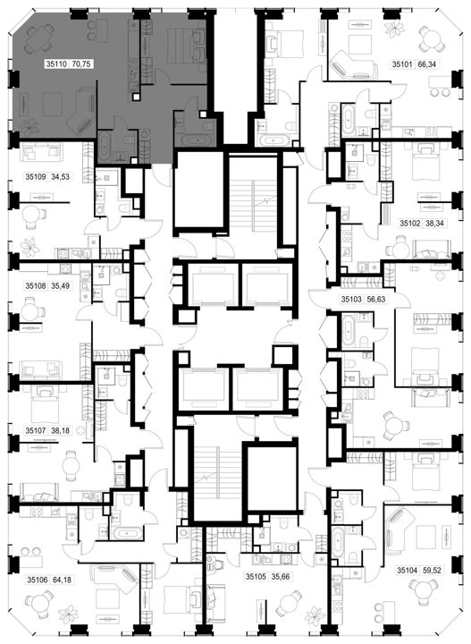 2-комнатная квартира, 70,8 м² — фото 3