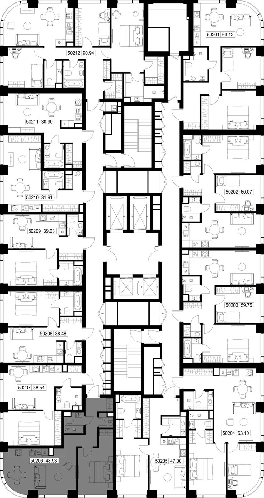 1-комнатная квартира, 48,9 м² — фото 2