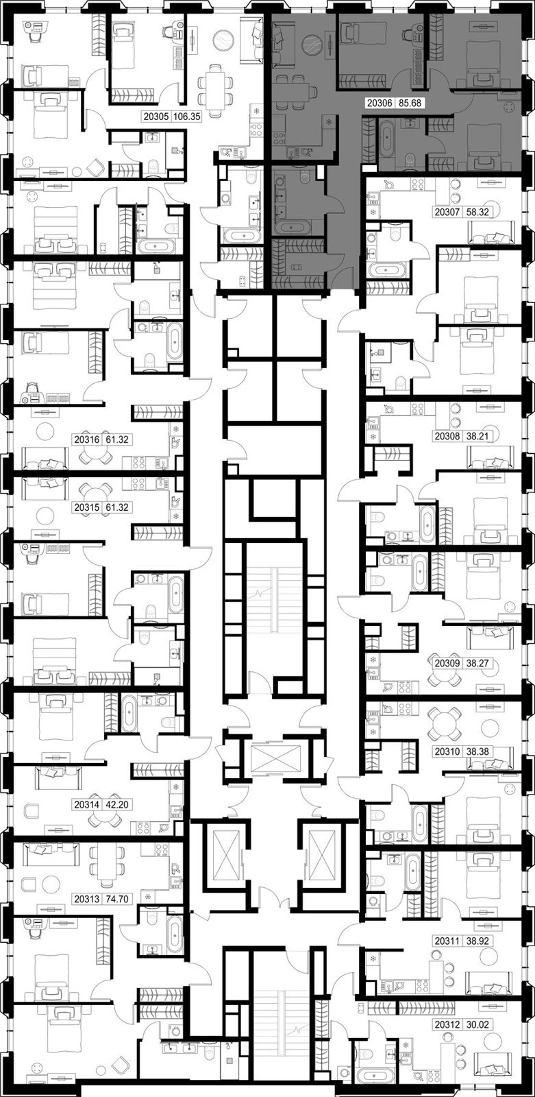 3-комнатная квартира, 85,7 м² — фото 2
