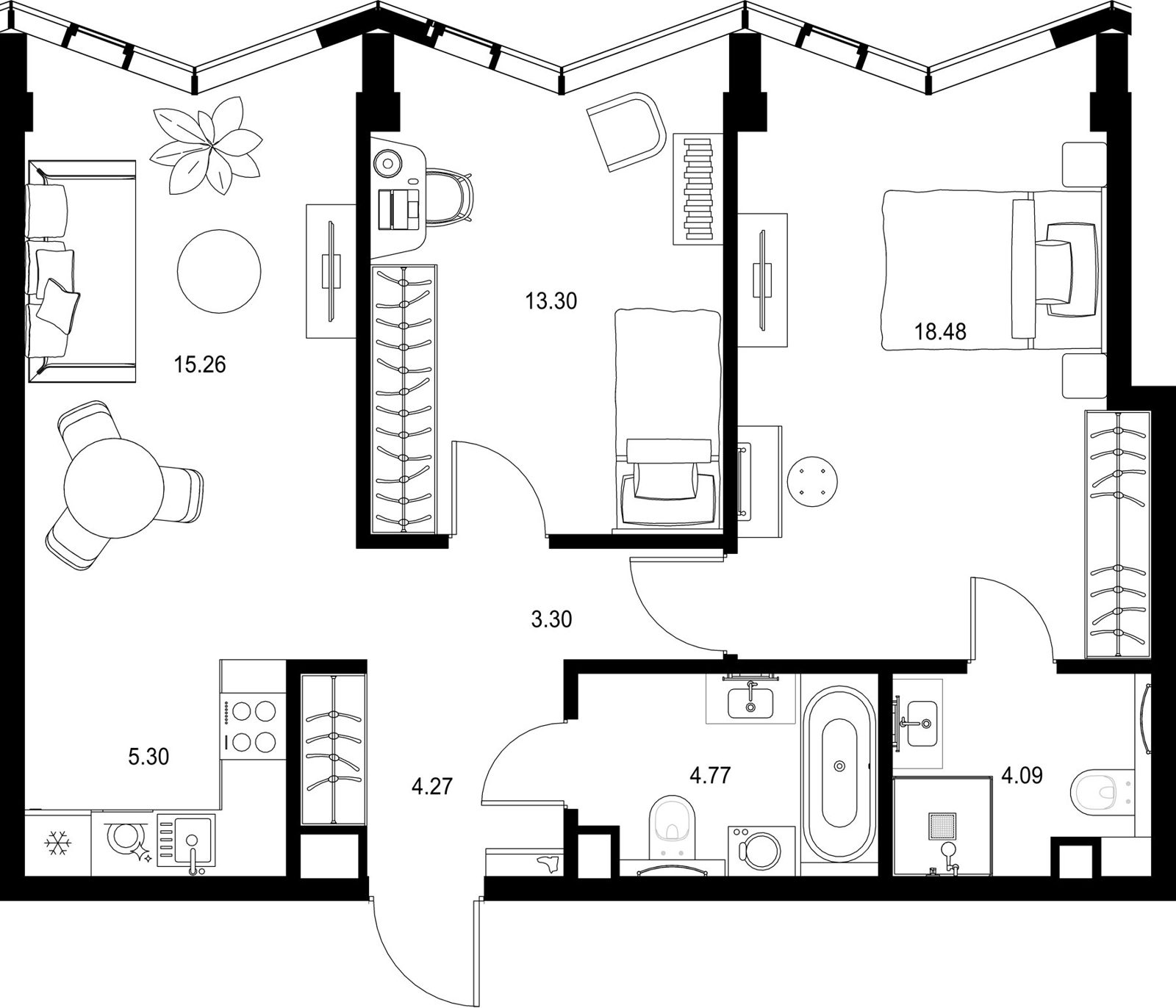 2-комнатная квартира, 68,8 м²
