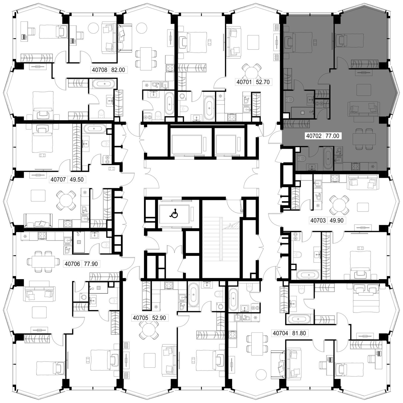 2-комнатная квартира, 77 м² — фото 2