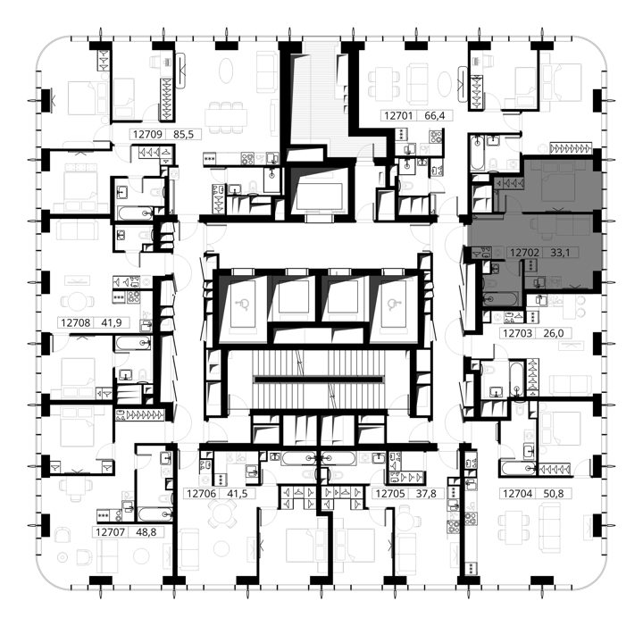 1-комнатная квартира, 33,1 м² — фото 2