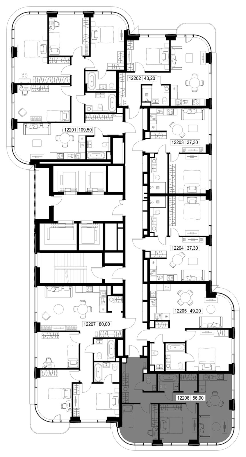 2-комнатная квартира, 56,9 м² — фото 2
