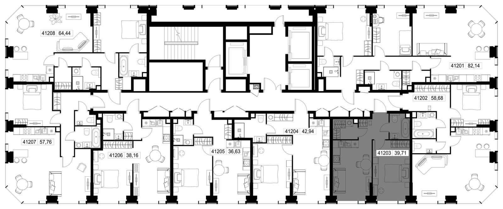 1-комнатная квартира, 39,7 м² — фото 2