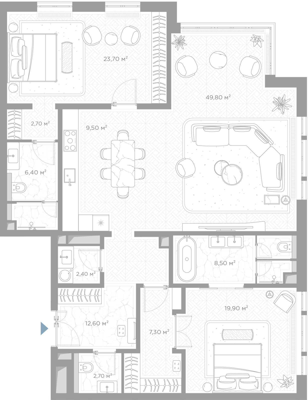 1-комнатная квартира, 145,5 м²