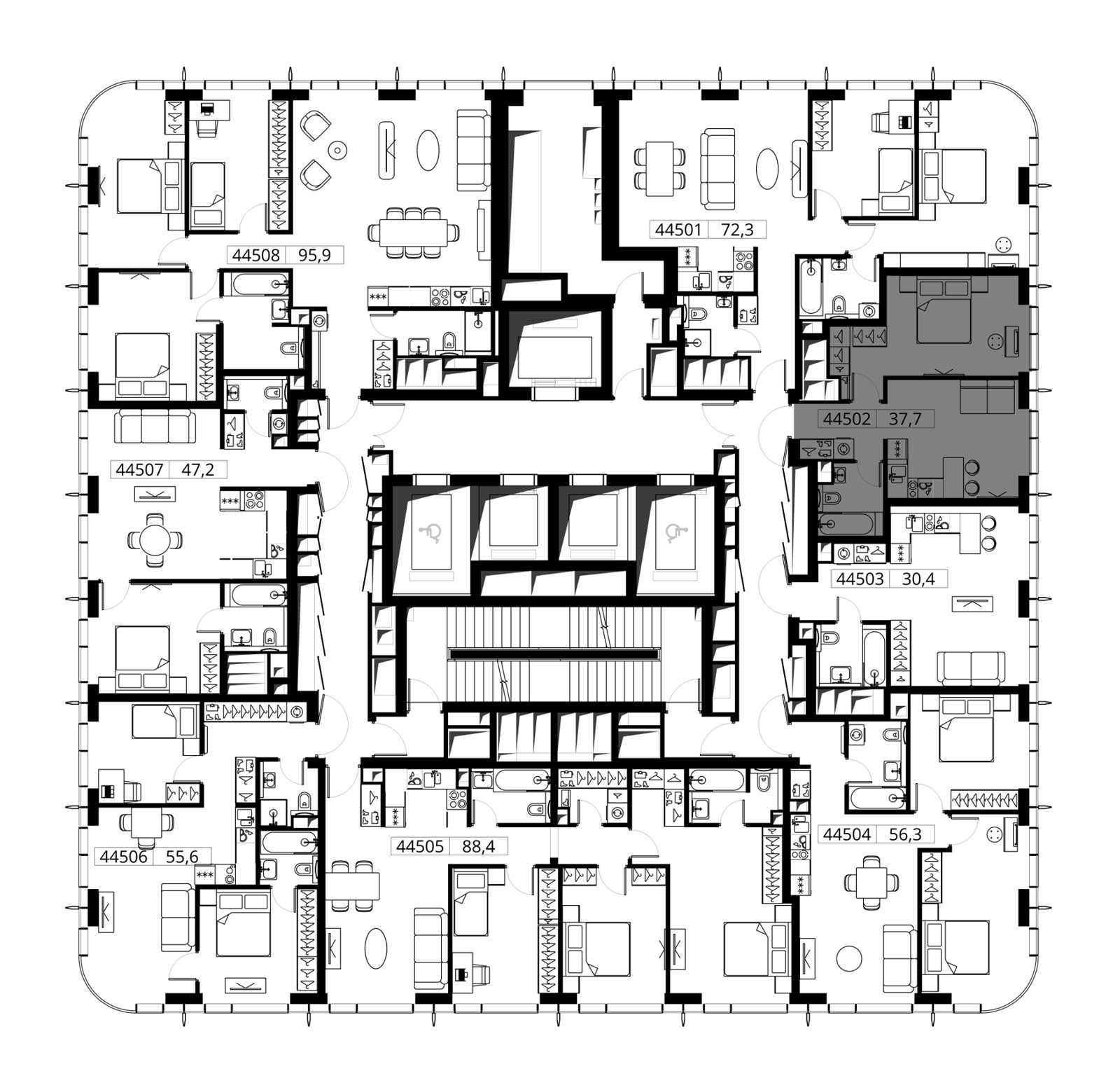 1-комнатная квартира, 37,7 м² — фото 2