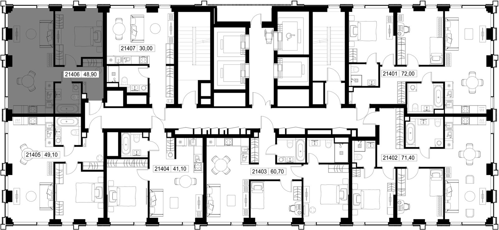 1-комнатная квартира, 48,9 м² — фото 2