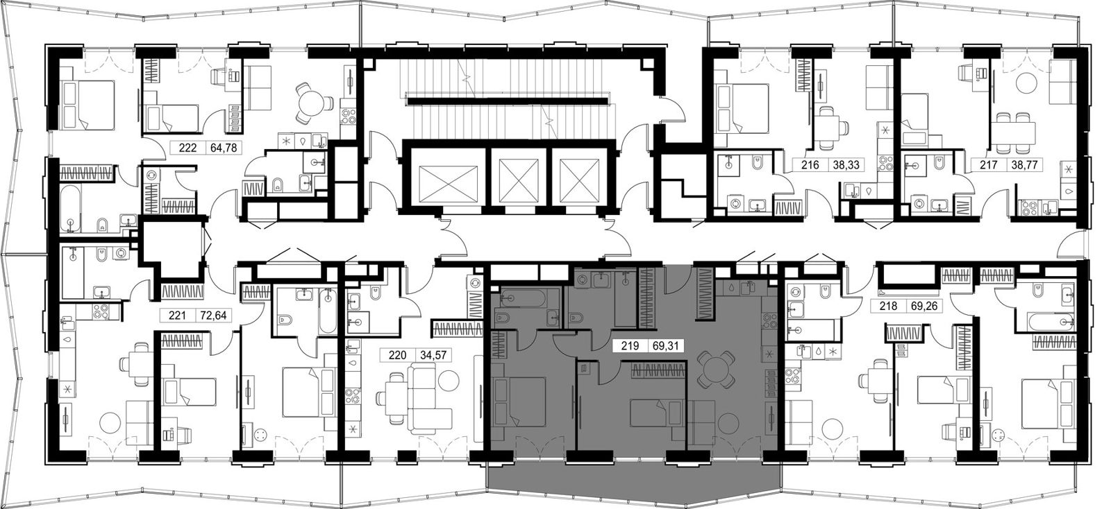 2-комнатная квартира, 69,4 м² — фото 2