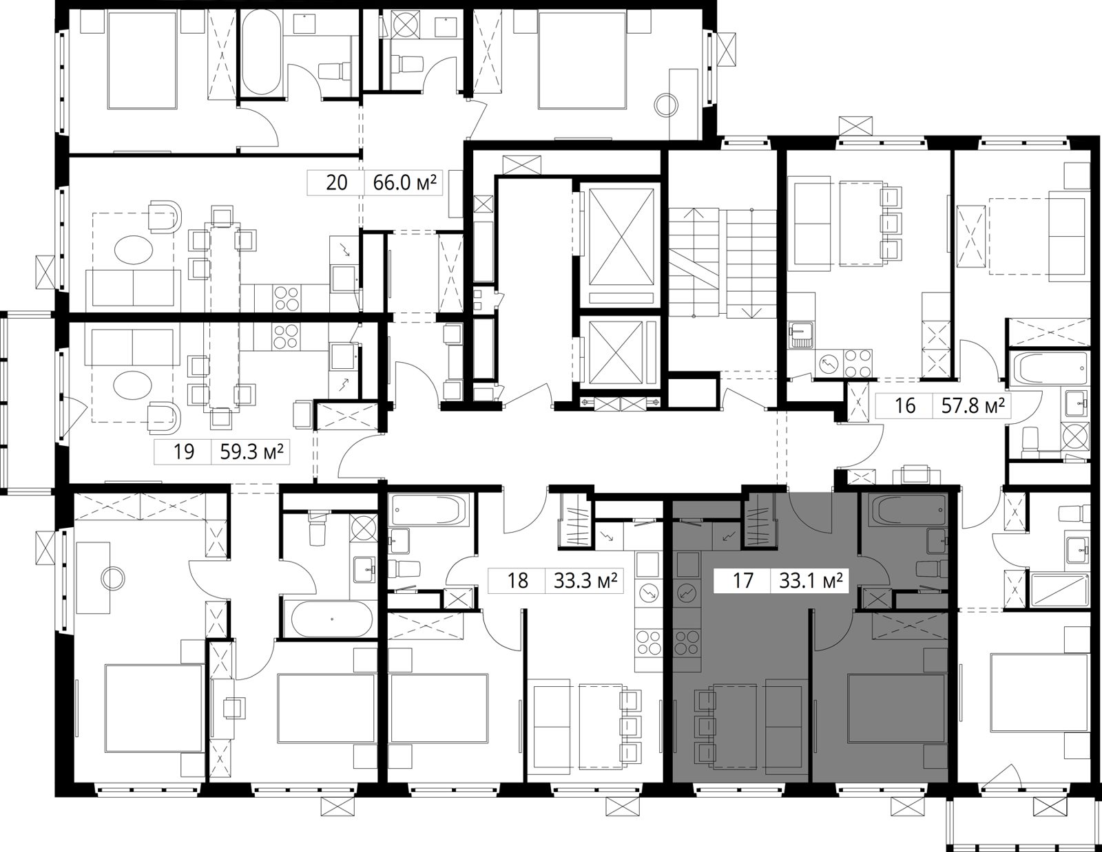 1-комнатная квартира, 33,1 м² — фото 2