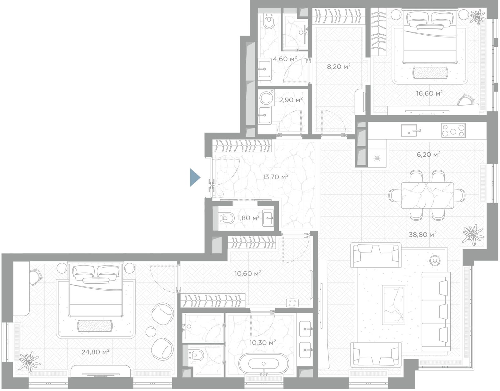 2-комнатная квартира, 138,5 м²